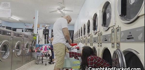  Busty caught stealing at laundromat